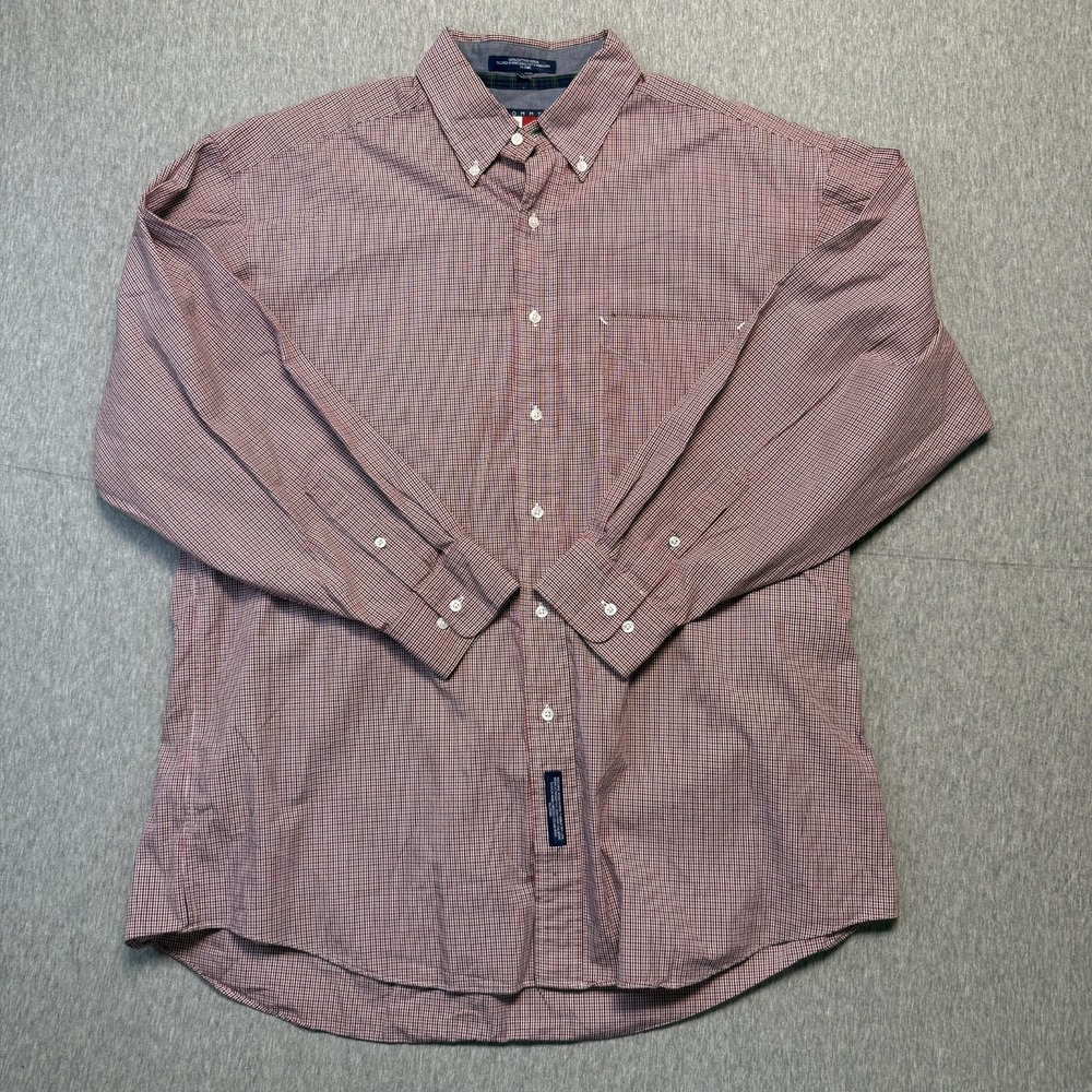 Tommy Hilfiger Shirt Men's XL Button Down Long Sleeve Vintage‎ Multi- Check